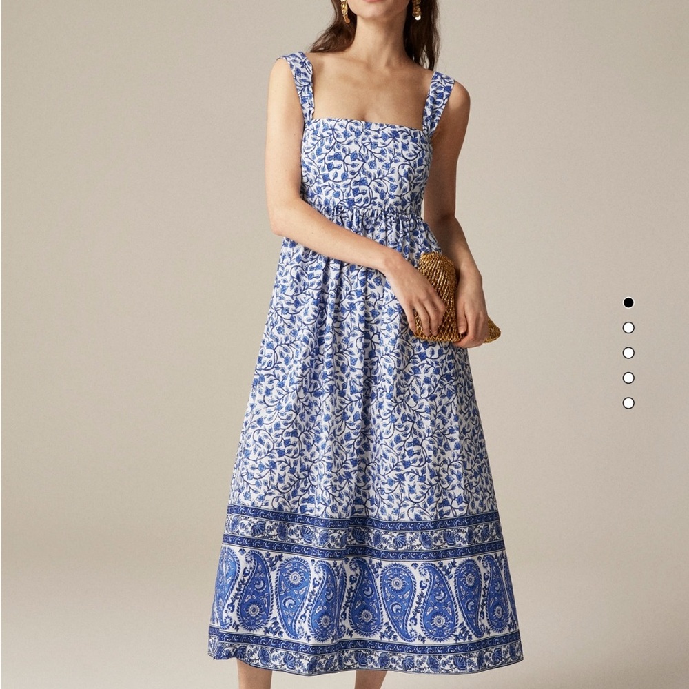 JCREW Squareneck midi dress in bandana block print SZ 12 new